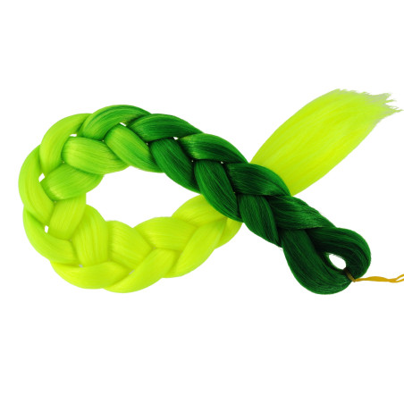 Kanekalon Tmavo zelena - Žlta neon  Kanekalon dvojfarebný