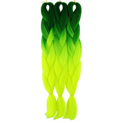 Kanekalon Tmavo zelena - Žlta neon  Kanekalon dvojfarebný
